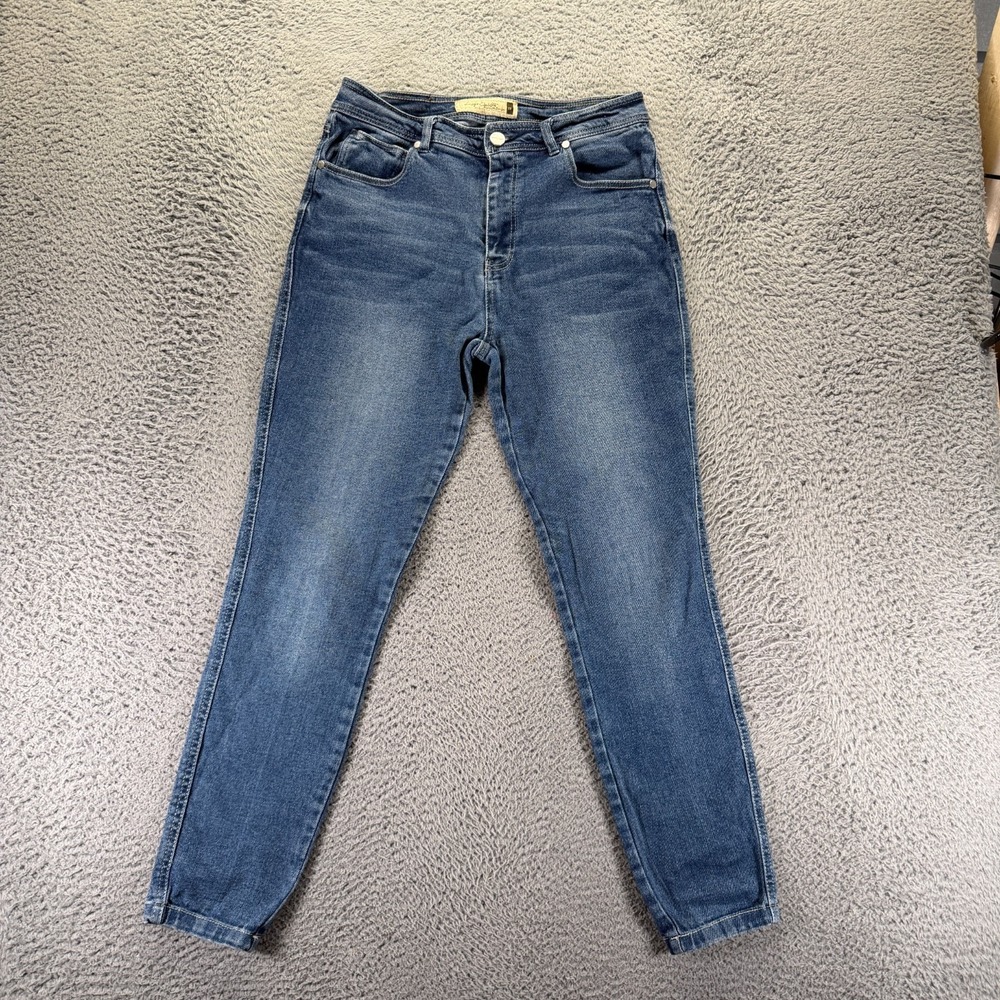 Indigo Saints Jeans Womens 29x30 Blue Cotton Denim Skinny Faded Workwear Stretch